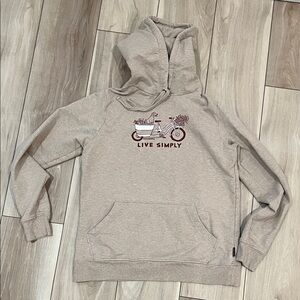 Patagonia Oatmeal Live Simply Hoodie with Maroon Bike Graphic